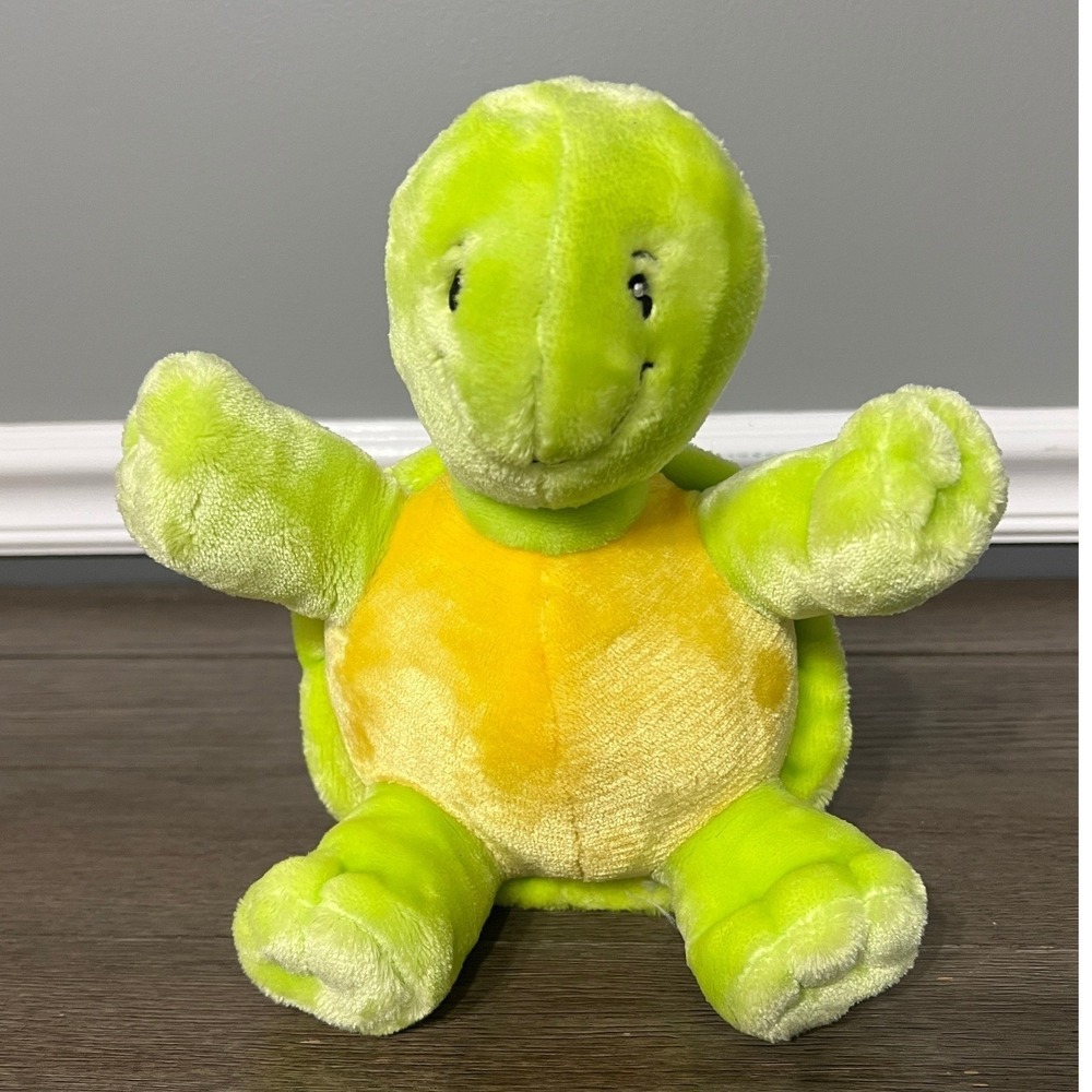 Little Miracles Green Turtle Stuffed Animal Plush Soft Toy Embroidered Eyes 9"